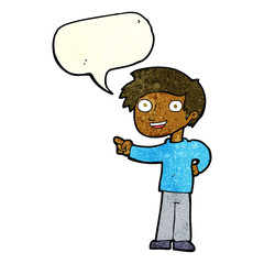 cartoon man pointing with speech bubble