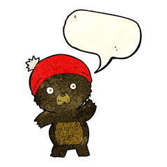 cute cartoon black bear with speech bubble
