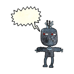 cartoon robot with speech bubble