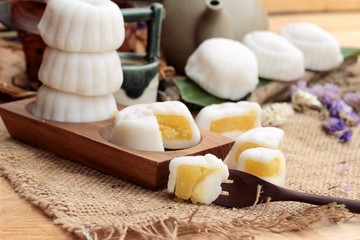 Mochi japanese dessert patties soybeans of delicious.