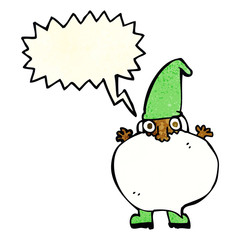 cartoon tiny santa with speech bubble