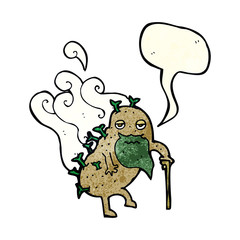 cartoon old potato with speech bubble