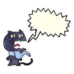 cartoon frightened cat with speech bubble