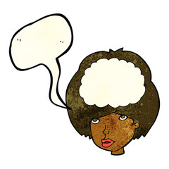cartoon empty headed woman with speech bubble