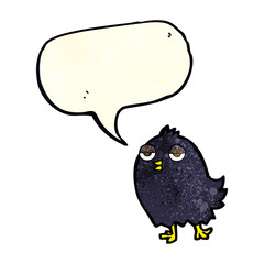 funny cartoon bird with speech bubble