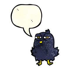 funny cartoon bird with speech bubble