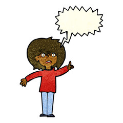 cartoon woman asking question with speech bubble