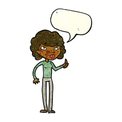 cartoon woman giving thumbs up symbol with speech bubble