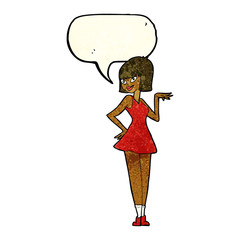 cartoon pretty woman with speech bubble