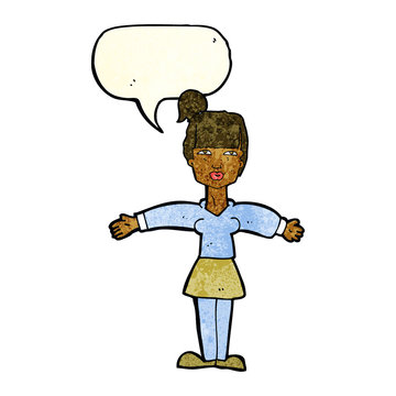 recommend clip art: cartoon woman shrugging shoulders with speech bubble