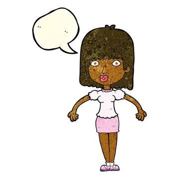 recommend clip art: cartoon woman shrugging shoulders with speech bubble