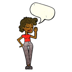 cartoon woman ignoring with speech bubble