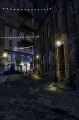 Naklejka na ściany i meble Old Quebec street at night,hdr.
