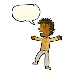 cartoon happy man with speech bubble