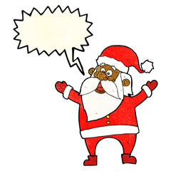 cartoon santa claus with speech bubble