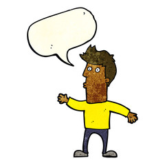 cartoon surprised man with speech bubble