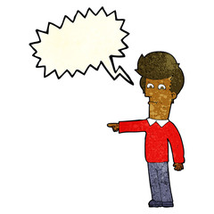 cartoon man pointing with speech bubble