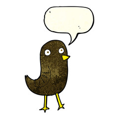 funny cartoon bird with speech bubble