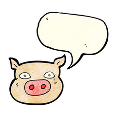 cartoon pig face with speech bubble