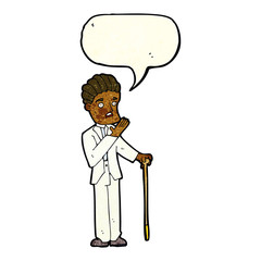 cartoon shocked gentleman with speech bubble