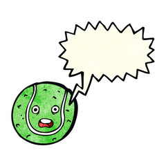 cartoon tennis ball with speech bubble