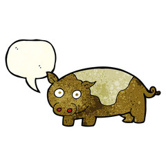 cartoon pig with speech bubble