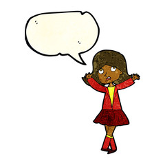 Obraz na płótnie Canvas cartoon unhappy girl with speech bubble