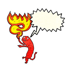 cartoon gross little monster with speech bubble