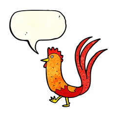 cartoon cockerel with speech bubble