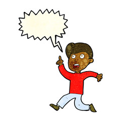 cartoon boy panicking with speech bubble
