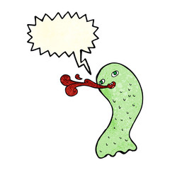 funny cartoon ghost with speech bubble