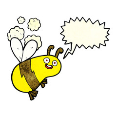 Obraz premium funny cartoon bee with speech bubble