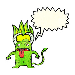 cartoon little devil with speech bubble
