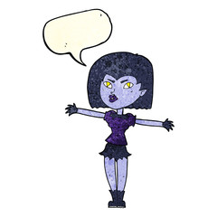 cartoon vampire girl with speech bubble