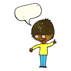 cartoon boy with question with speech bubble