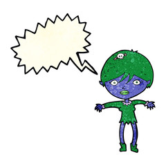 cartoon vampire girl with speech bubble