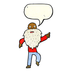cartoon stressed old man with speech bubble