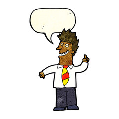cartoon man with good idea with speech bubble