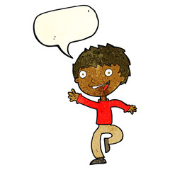 cartoon excited boy with speech bubble