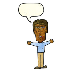 cartoon angry man with speech bubble