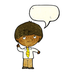 cartoon boy with idea with speech bubble