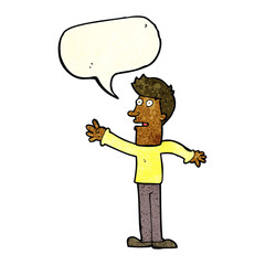 cartoon man reaching with speech bubble