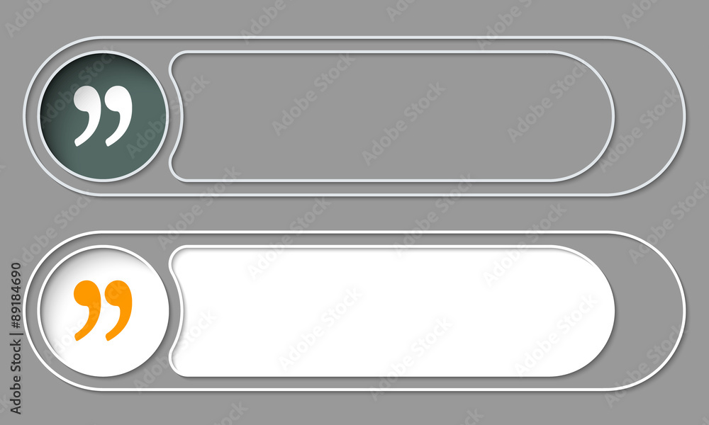 Poster set of two simple buttons and quotation mark