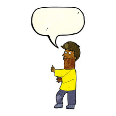 cartoon man gesturing with speech bubble