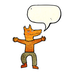 cartoon fox man with speech bubble