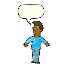 cartoon surprised man with speech bubble