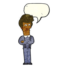 cartoon annoyed man with speech bubble