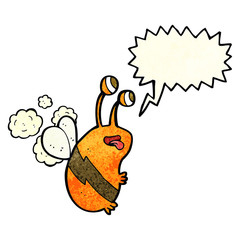 cartoon funny bee with speech bubble