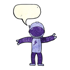 cartoon astronaut with speech bubble