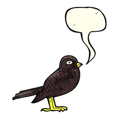 cartoon garden bird with speech bubble